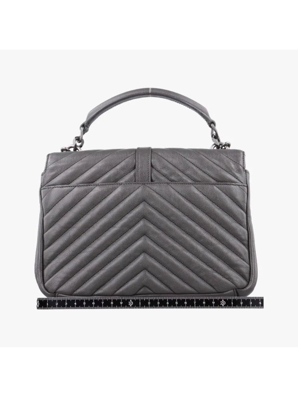 Saint Laurent Carre Gray Leather Shoulder Bag